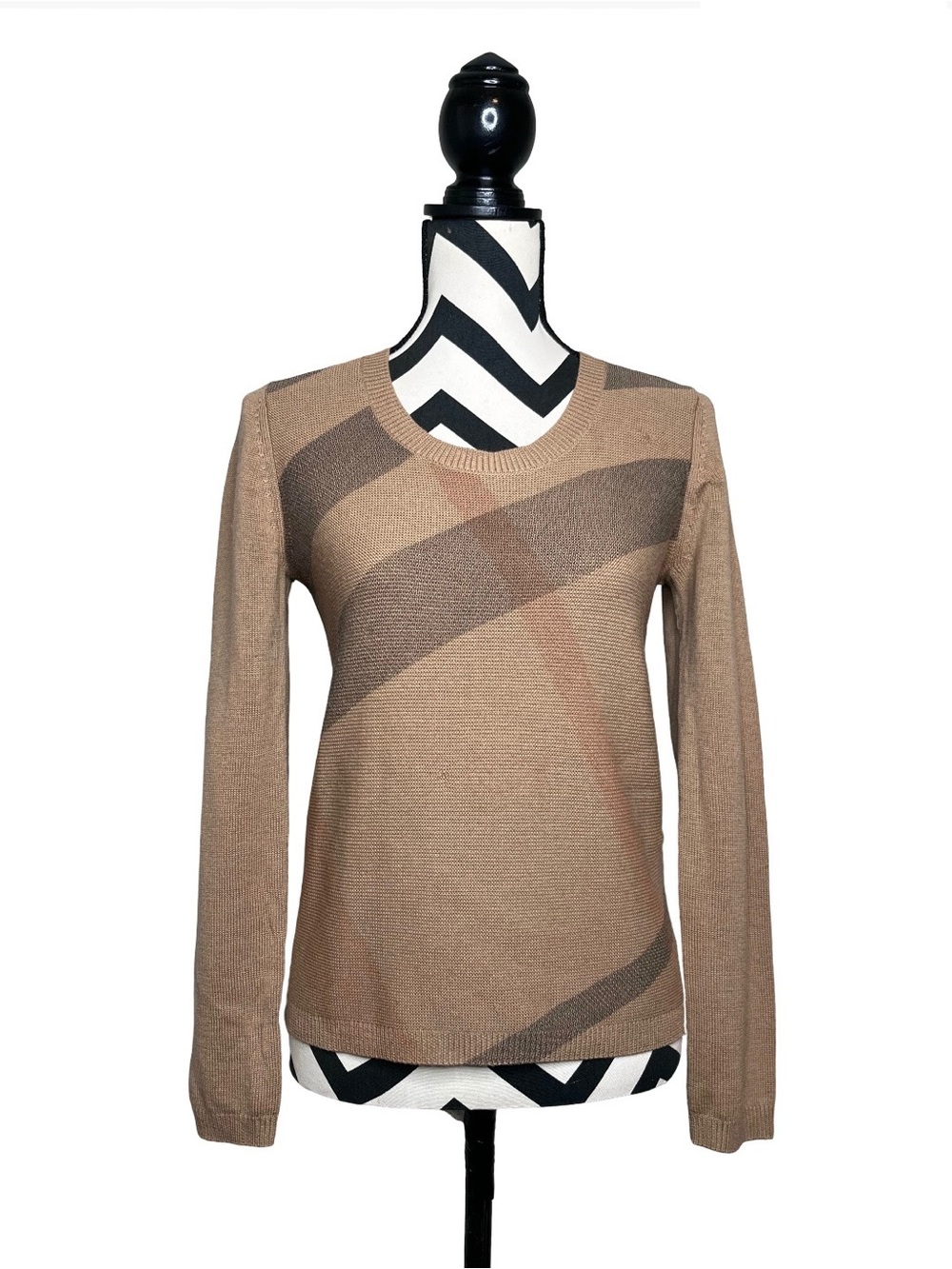Burberry Brit Wool Cashmere Classic Preppy Check Pattern Long-Sleeve Sweater S
